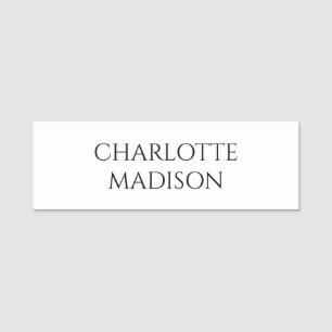 Porte-nom Moderne Simple Blanc Tendance Minimaliste Simple
