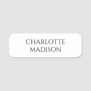 Porte-nom Moderne Simple Blanc Tendance Minimaliste Uni