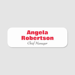 Porte-nom Moderne simple minimaliste rouge blanc ajouter nom