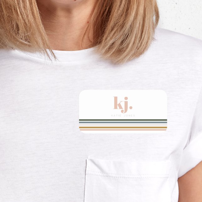 Porte-nom Monogramme Bandes Rétro Chic (Créateur téléchargé)