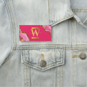 Porte-nom Monogramme de Parties scintillant de l'âge rose et
