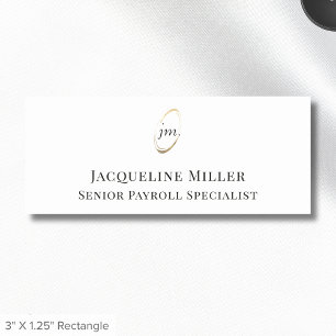 Porte-nom Monogramme de script de balise de nom d'employé