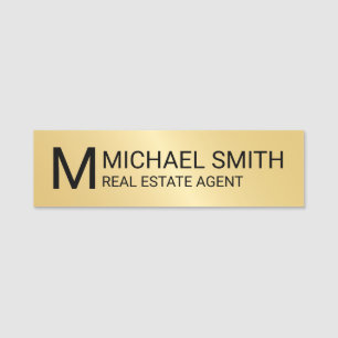 Porte-nom Monogramme et nom personnalisés Gold Professional