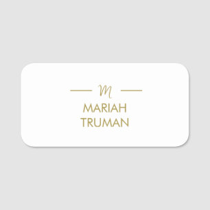 Porte-nom Monogramme Gold Grey Minimaliste Élégant Nam Mod