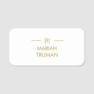 Porte-nom Monogramme Gold Grey | Minimaliste Élégant Nam Mod