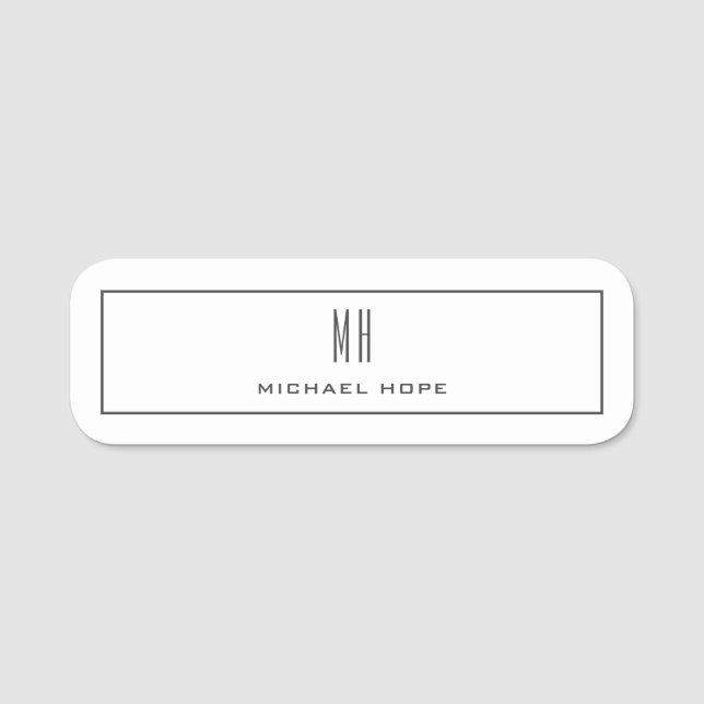 Porte-nom Monogramme moderne Initiales Professional Plain Si (Devant)