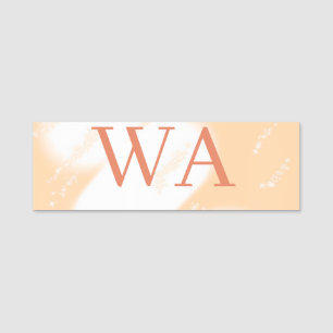 Porte-nom Monogramme rétro gras blanc orange pêche pastel no