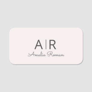 Porte-nom Monogramme rose personnalisé