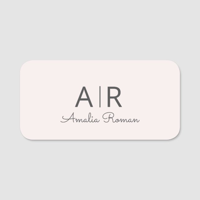Porte-nom Monogramme rose personnalisé (Devant)