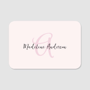 Porte-nom Monogramme rose rose rose moderne minimaliste fémi