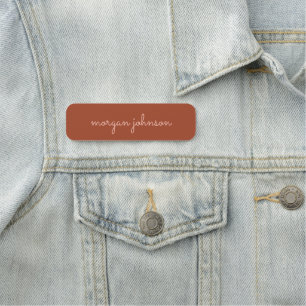 Porte-nom Monogramme tendance   Orange brûlé + Nom du script