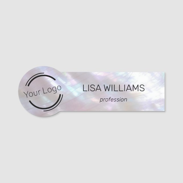 Porte-nom Mother-of-pearl Iridescent | Logo  (Devant)