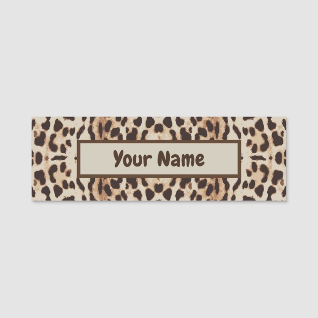 Porte-nom Motif animal Empreinte de léopard (Devant)