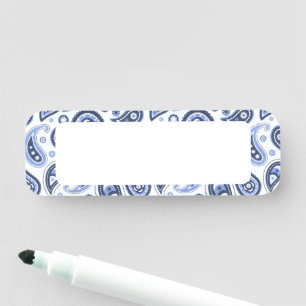 Porte-nom Motif Blue Paisley