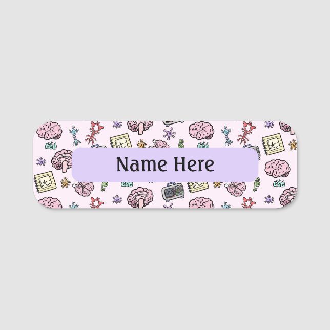 Porte-nom Motif Neuroscience mignon (Devant)