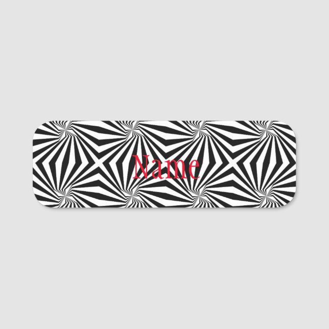 Porte-nom Motif rayonnant noir blanc Thunder_Cove (Devant)