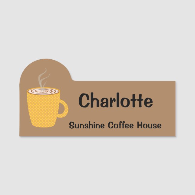 Porte-nom Musique à café jaune (Devant)