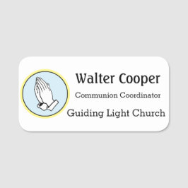 Porte-nom Name Tag Praying Hands or Your Logo Usher Greeter