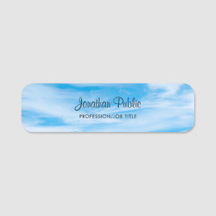 Porte-nom Nature Blue Ciel Nuages manuscrits Script tendance