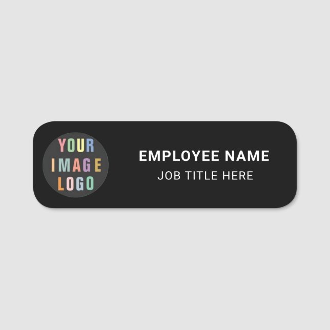 Porte-nom Noir Blanc Identification : Logo de l'entreprise E (Devant)