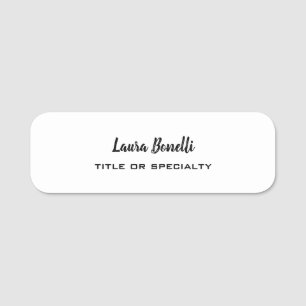 Porte-nom Noir Blanc Professionnel Moderne Minimaliste Plain