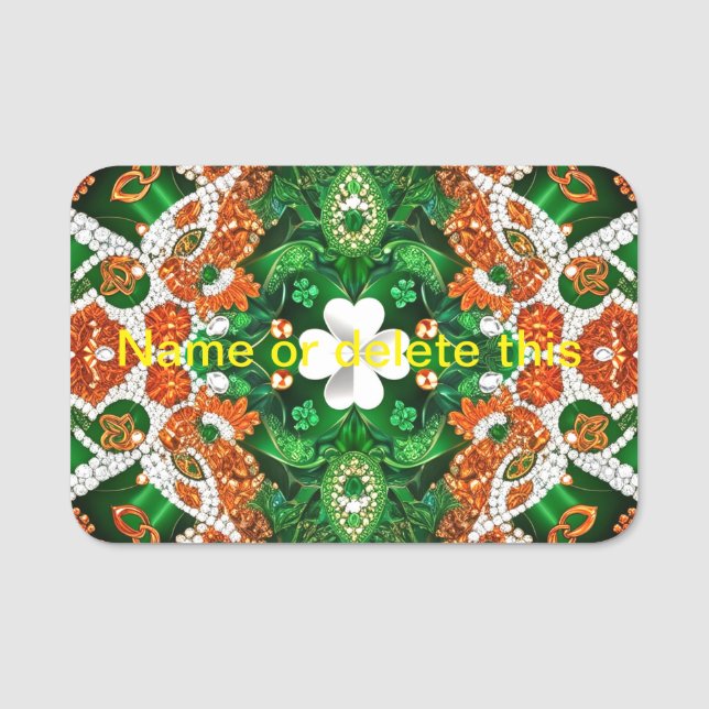 Porte-nom Nom avec couleurs irlandaises (Devant)