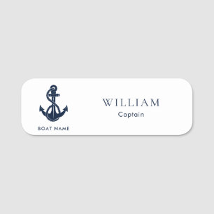 Porte-nom Nom de bateau d'ancre nautique capitaine bleu mari