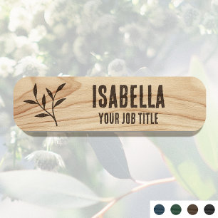 Porte-nom Nom de l'employé rustique en bois marron Staff ID