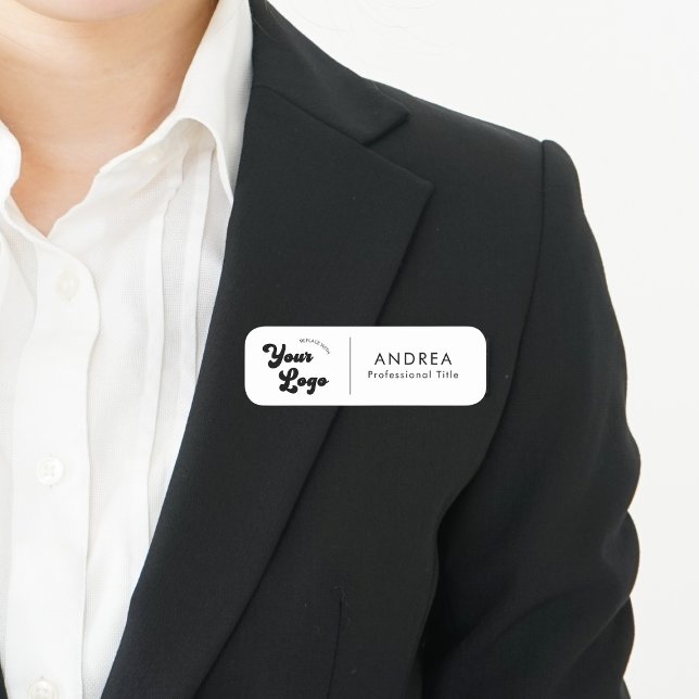 Porte-nom Nom de l'épingle de sécurité noir minimum Logo per (Créateur téléchargé)