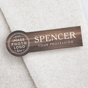 Porte-nom Nom de titre aspect bois sombre logo personnalisé