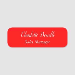 Porte-nom Nom d'écriture minimaliste professionnelle rouge