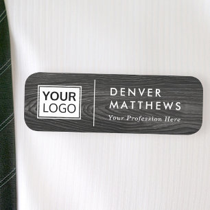 Porte-nom Nom du logo titre diviseur blanc bois noir foncé