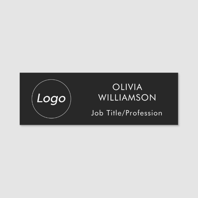 Porte-nom Nom du logo Titre du travail Professionnel Noir (Devant)