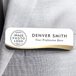 Porte-nom Nom du logo titre noir blanc faux dégradé doré