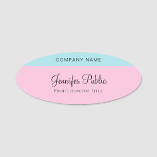 Porte-nom Nom du script du Modèle rose pâle bleu Mint