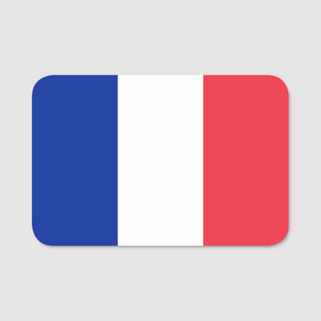 Porte-nom Nom patriotique avec drapeau de la France (Devant)