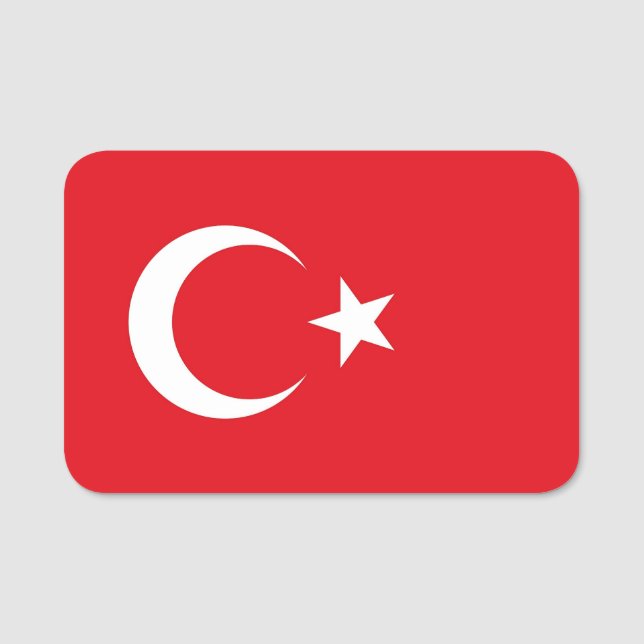 Porte-nom Nom patriotique avec drapeau de la Turquie (Devant)