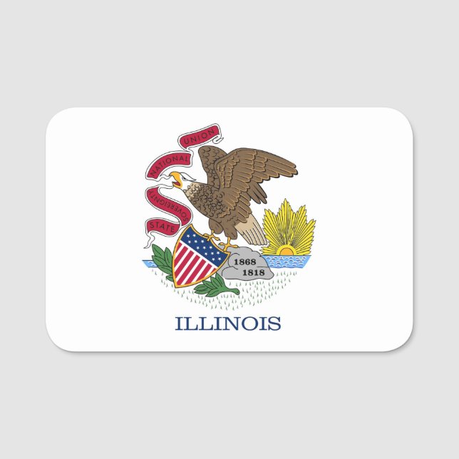 Porte-nom Nom patriotique avec drapeau de l'Illinois, États- (Devant)