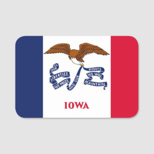 Porte-nom Nom patriotique avec drapeau de l'Iowa, USA
