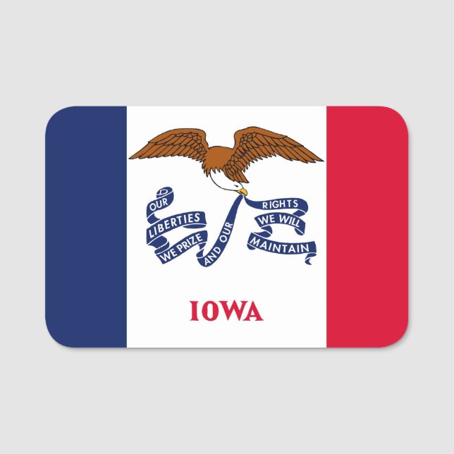 Porte-nom Nom patriotique avec drapeau de l'Iowa, USA (Devant)