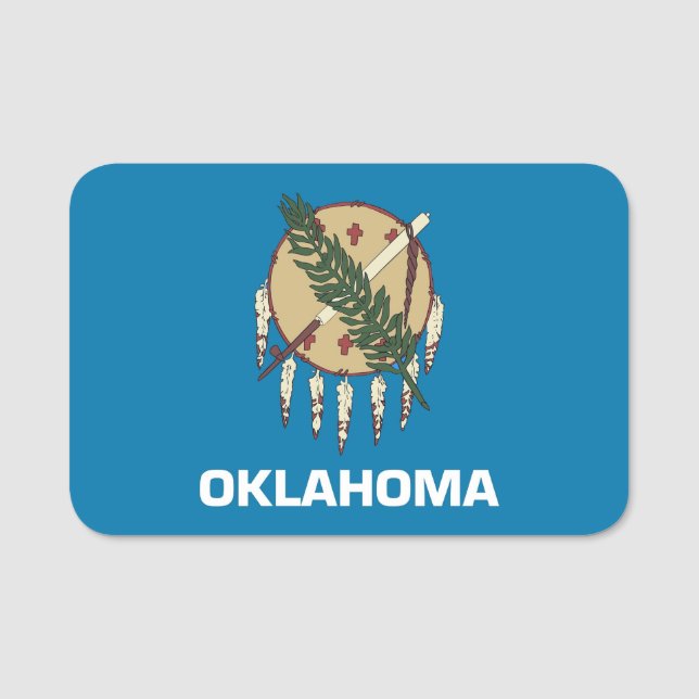 Porte-nom Nom patriotique avec drapeau de l'Oklahoma (Devant)