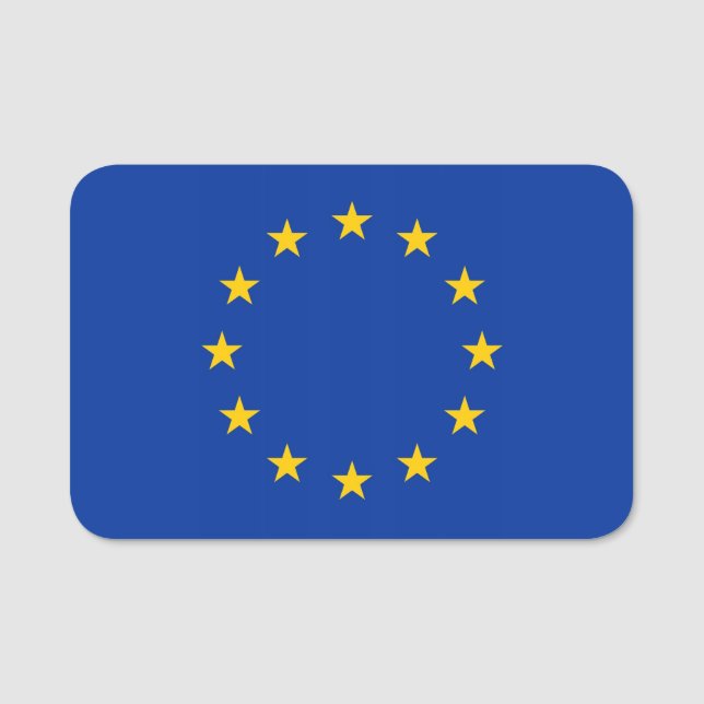 Porte-nom Nom patriotique avec drapeau de l'Union européenne (Devant)
