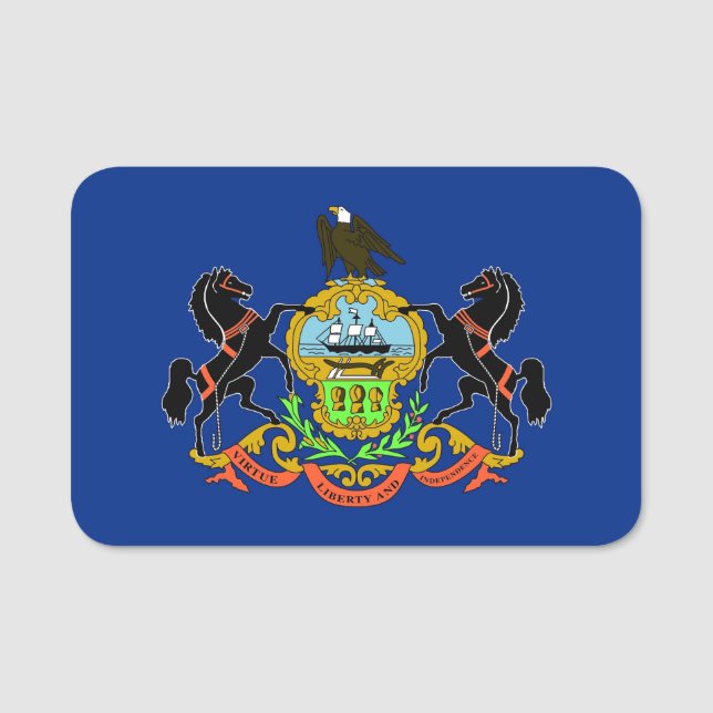 Porte-nom Nom patriotique avec drapeau de Pennsylvanie (Devant)