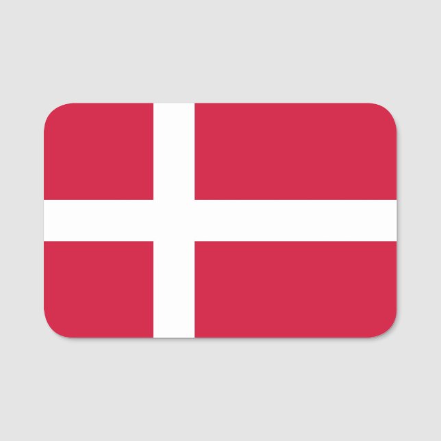 Porte-nom Nom patriotique avec drapeau du Danemark (Devant)