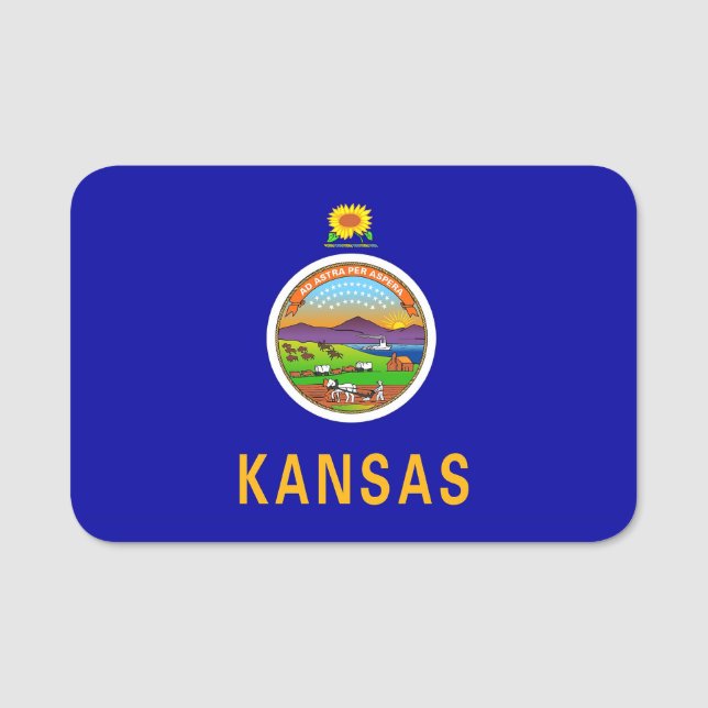 Porte-nom Nom patriotique avec drapeau du Kansas, USA (Devant)
