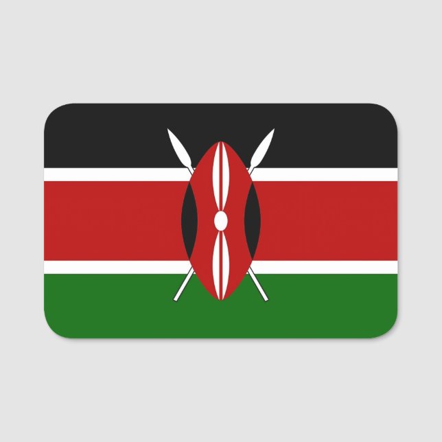 Porte-nom Nom patriotique avec drapeau du Kenya (Devant)
