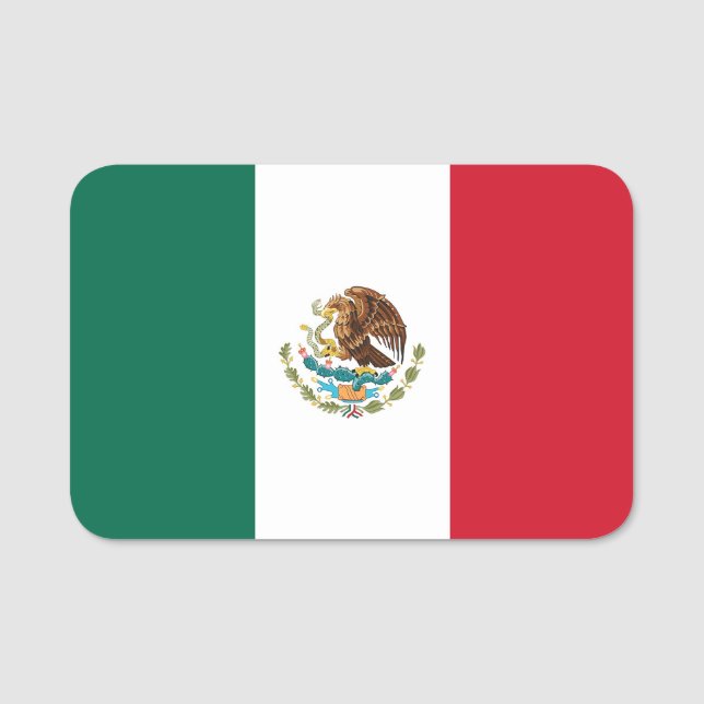 Porte-nom Nom patriotique avec drapeau du Mexique (Devant)