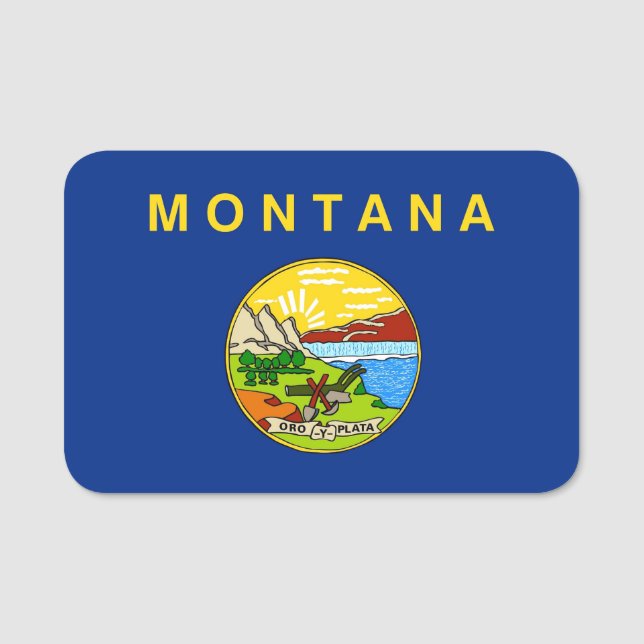 Porte-nom Nom patriotique avec drapeau du Montana (Devant)