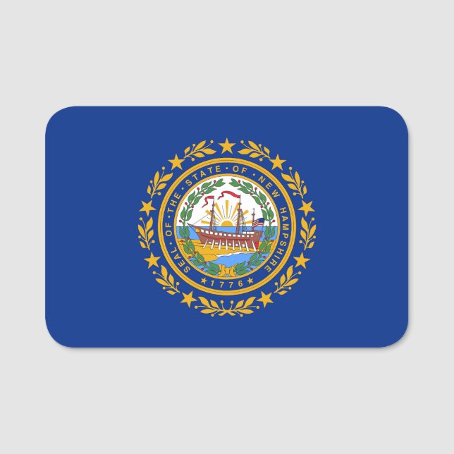 Porte-nom Nom patriotique avec drapeau du New Hampshire (Devant)