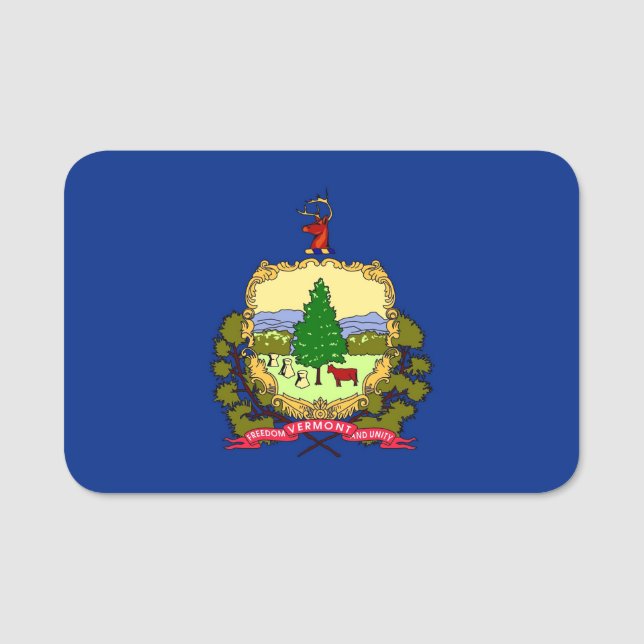 Porte-nom Nom patriotique avec drapeau du Vermont (Devant)